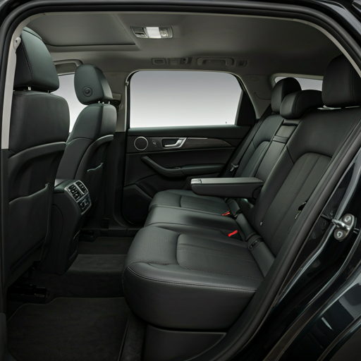 Spacious rear seats of a luxury vehicle